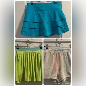 Athleta Kids Blue & Green Skorts and Multicolored Shorts XL (14)